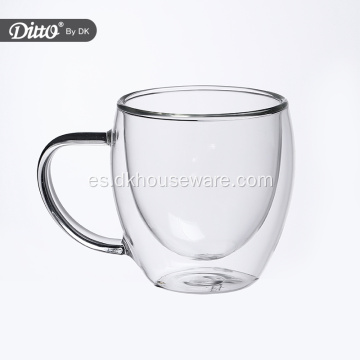 Taza de café expreso de pared doble transparente aislada personalizada de lujo